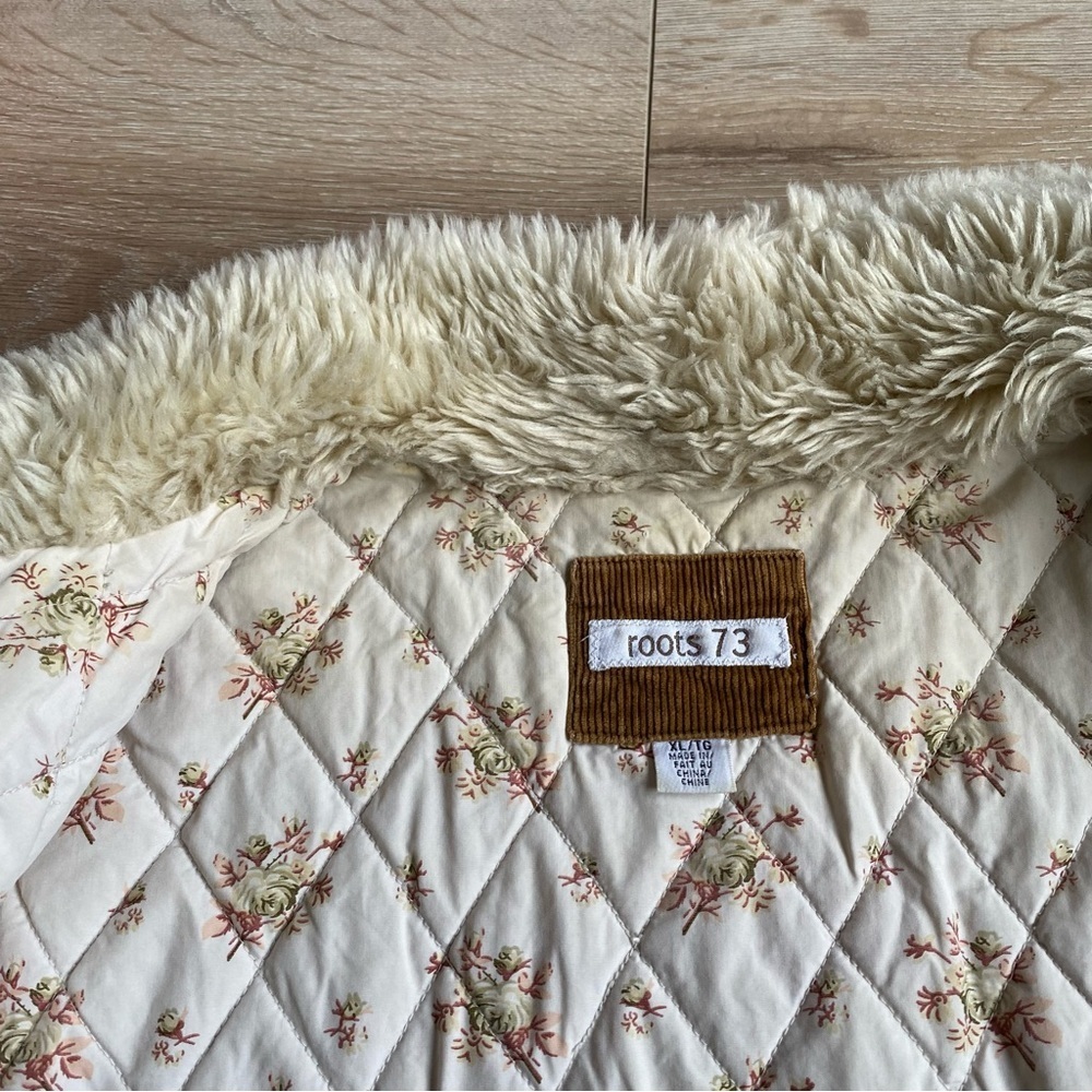 Vintage Roots Corduroy jacket faux Sherpa ditsy floral feminine floral lined XL - Picture 4 of 12